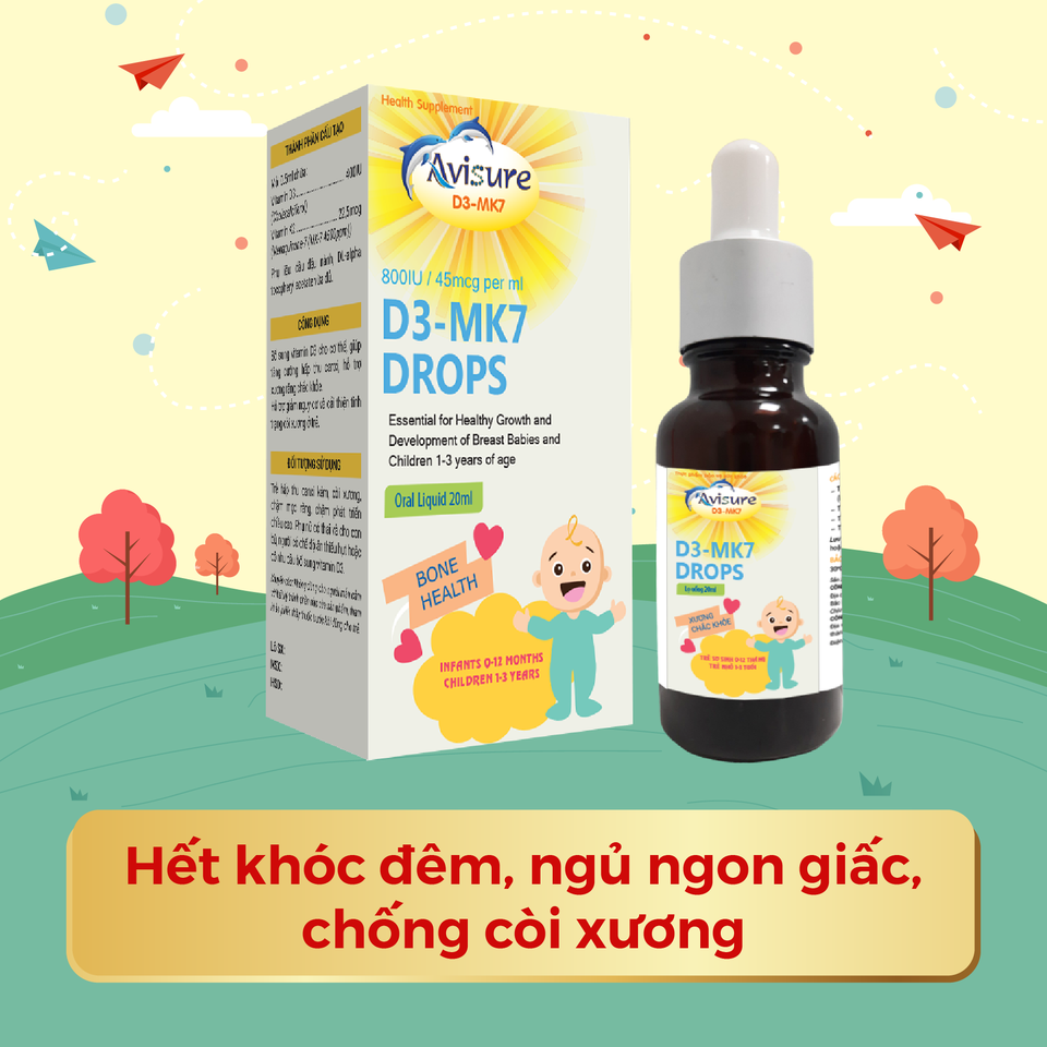 Combo Avisure D3MK7 và Avisure DHA smart kid hỗ trợ bé cao lớn, thông minh, mắt sáng