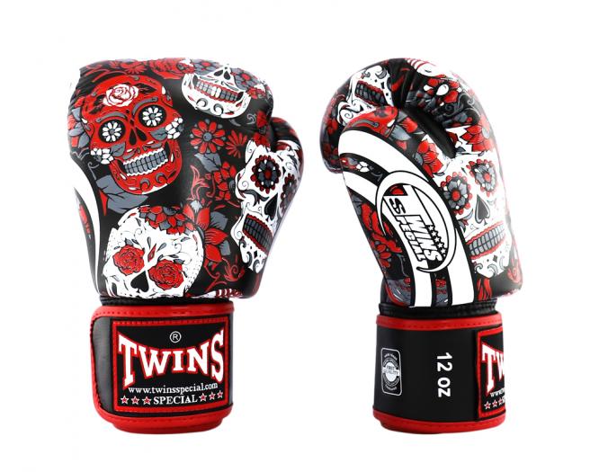 Găng Twins FBGVL3 SKULL Đỏ (Made in ThaiLand) - Boxing/ MuayThai/ Kickboxing Training