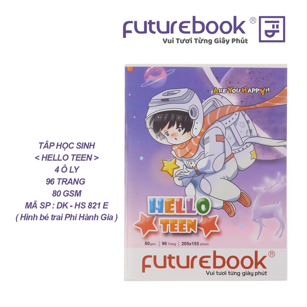 FUTUREBOOK–Tập Học Sinh Hello Teen 4 Ô Ly_96 Trang–Định Lượng 80Gsm. Mã Sản Phẩm DK-HS9824 (Giao Ngẫu Nhiên)