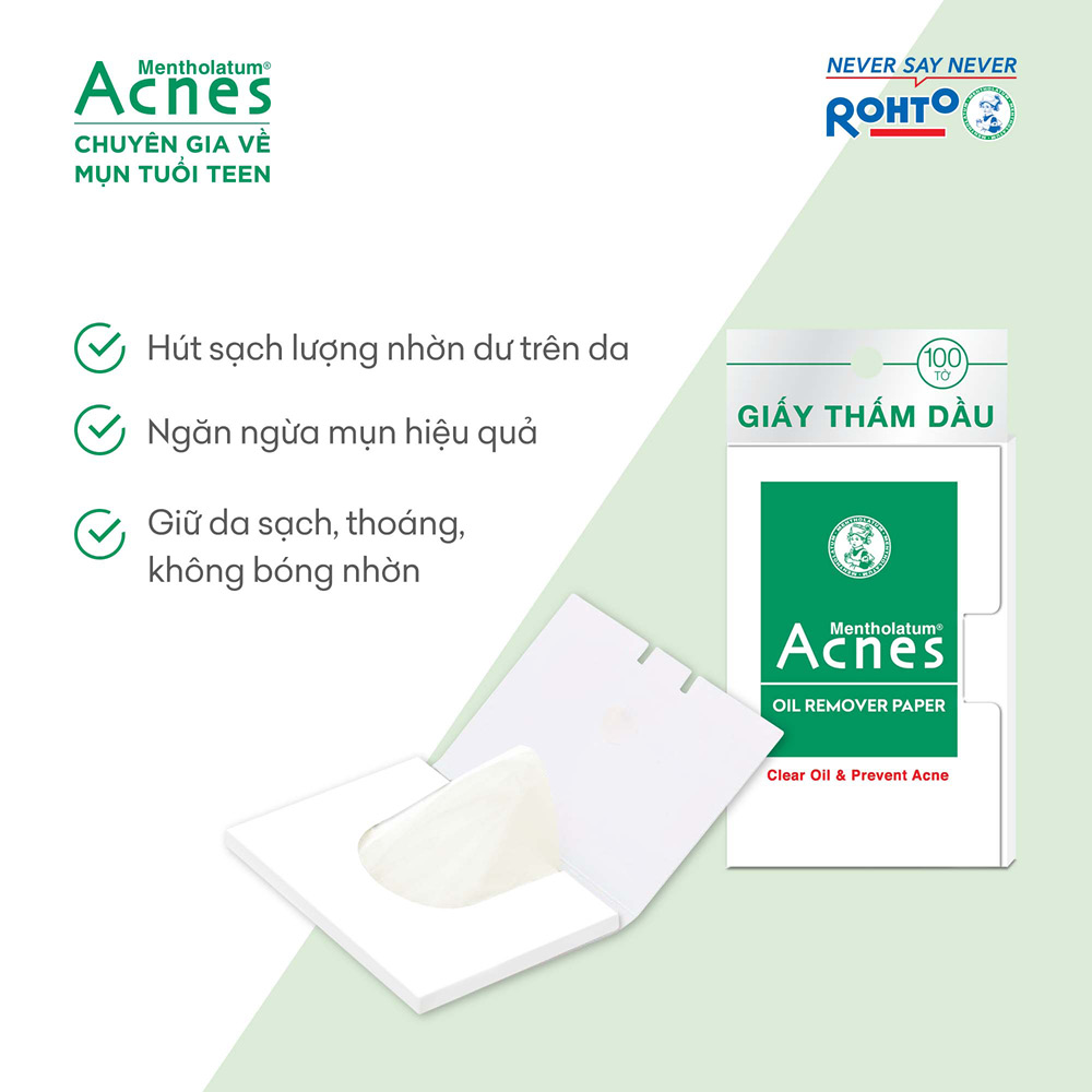 Giấy thấm dầu kiểm soát nhờn, ngừa mụn Acnes Oil Remover Paper 100 tờ