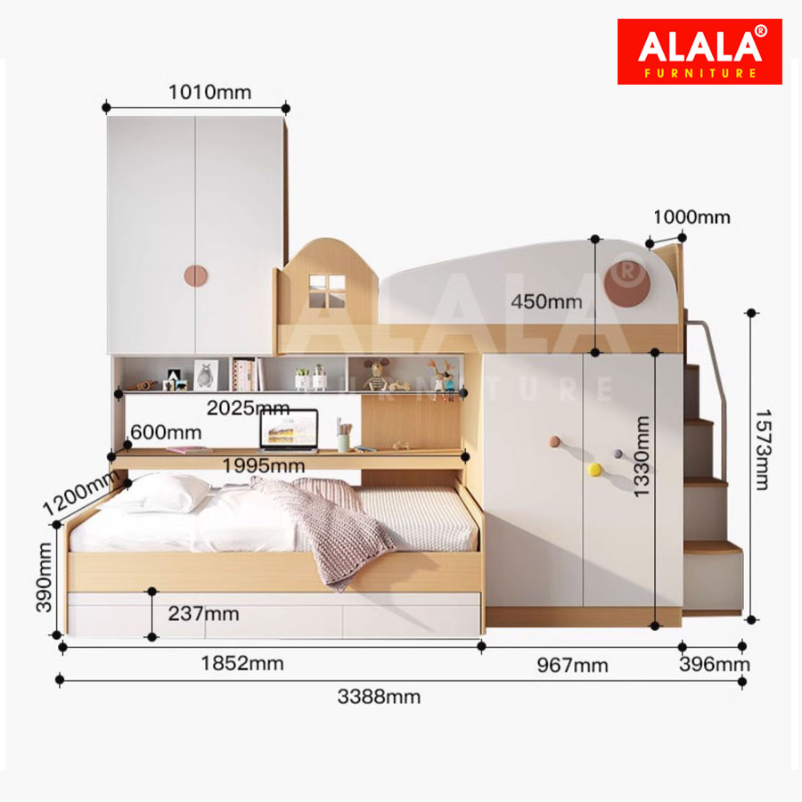 Giường tầng ALALA151 đa năng/ Miễn phí vận chuyển và lắp đặt/ Đổi trả 30 ngày/ Sản phẩm được bảo hành 5 năm từ thương hiệu ALALA/ Chịu lực 700kg