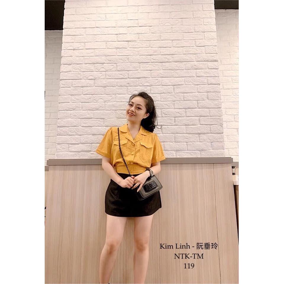 Áo croptop cổ vest