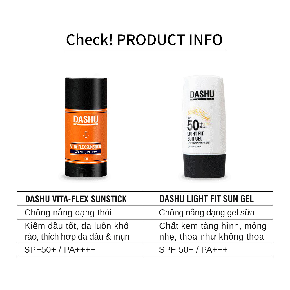 Kem chống nắng dạng Gel DASHU Daily Light Fit Sun Gel SPF50+ PA+++ 50ml Bảo vệ toàn diện Thấm nhanh không nhờn rít JN-KCN01