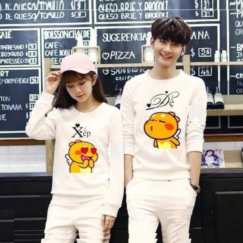 Áo Đôi Sweater MM11, Áo sweater Nam Nữ In Đệ Xếp ý Nghĩa, Vải Nỉ Bông In Hình Dễ Thương