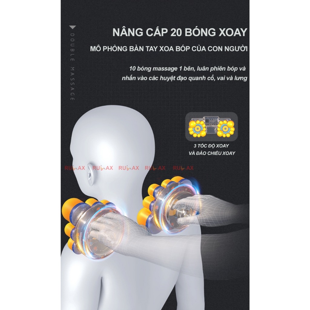 ￼Máy Massage Cổ Vai Gáy RULAX Kết Hợp 5 Phương Pháp Trị Liệu Giảm Đau Mỏi Hiệu Quả