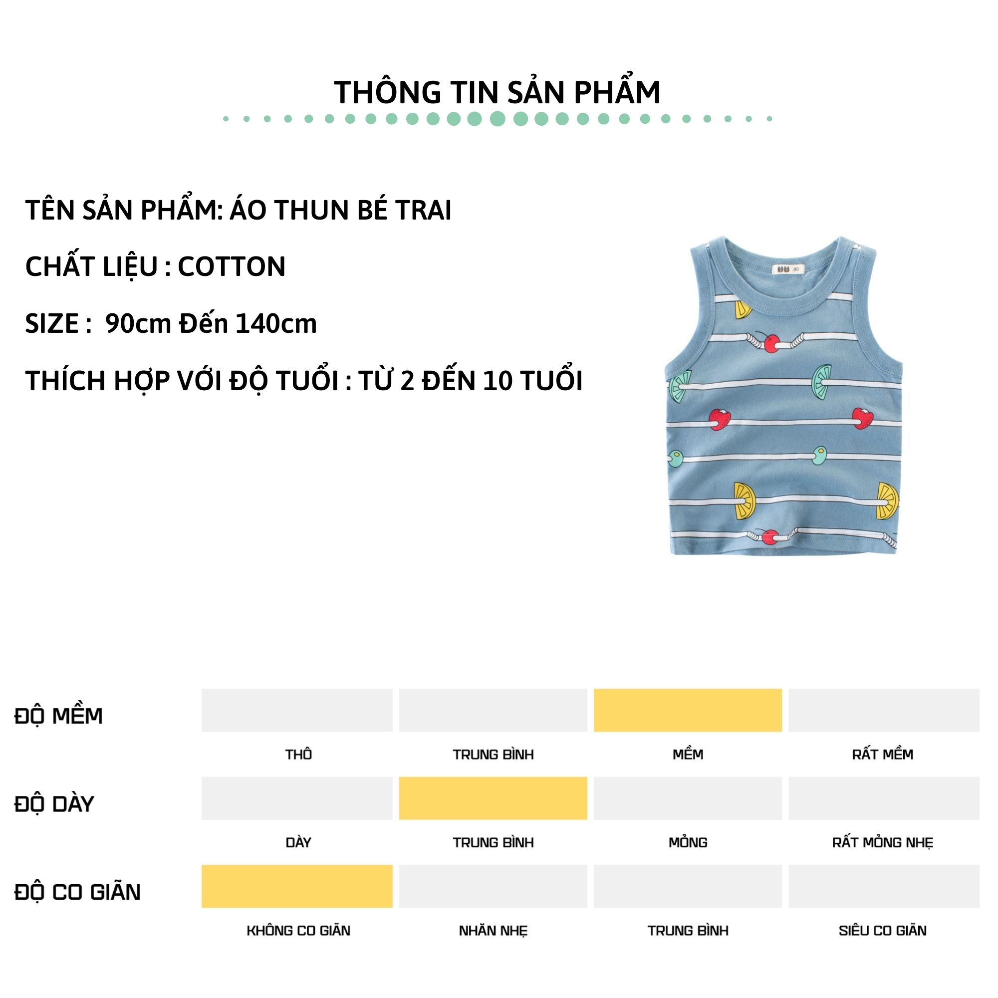 Áo ba lỗ bé trai 27Kids áo thun sát nách cho bé CHANH XANH S1064