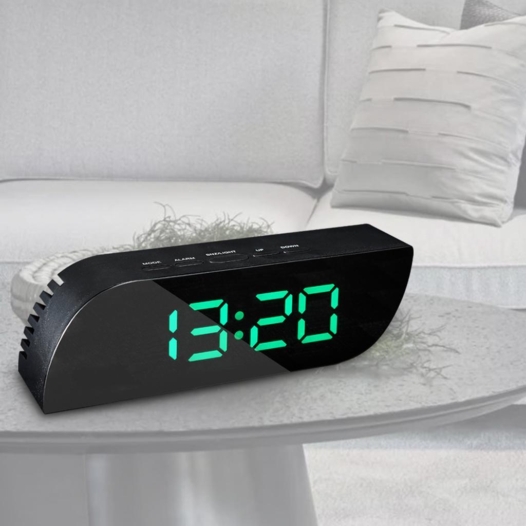 USB Large Digital LED Alarm Desk Snooze Mirror Bedside Clock