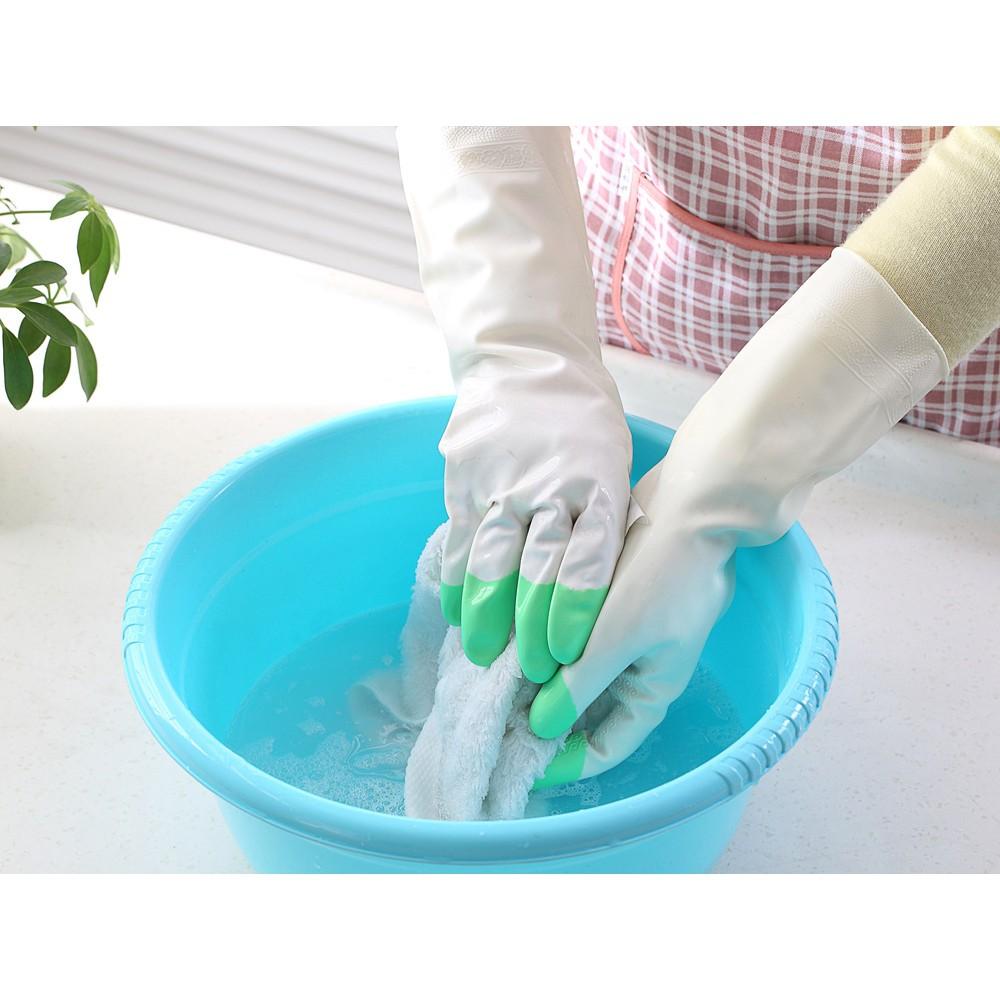 Găng Tay Rửa Bát Cao Su G3 Bao Tay Rửa Chén Nhà Bếp Phủ Đầu Ngón Phủ 2 Lớp Tiện Dụng