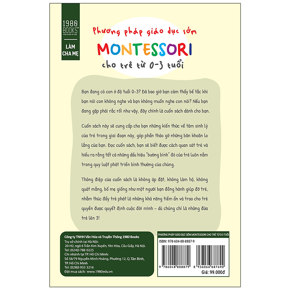 Cuốn Sách Tuyệt Vời Giúp Khơi Gợi Tiềm Năng, Định Hình Nhân Cách Trẻ: Phương Pháp Giáo Dục Sớm Montessori Cho Trẻ Từ 0 – 3 Tuổi