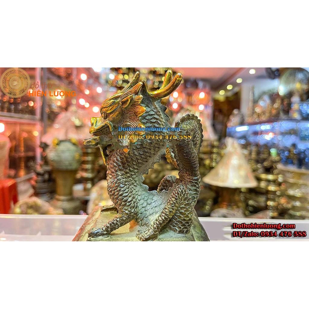 Ấn Rồng Ngậm Gậy Như Ý Bằng Đồng Màu Xanh Giả Cổ