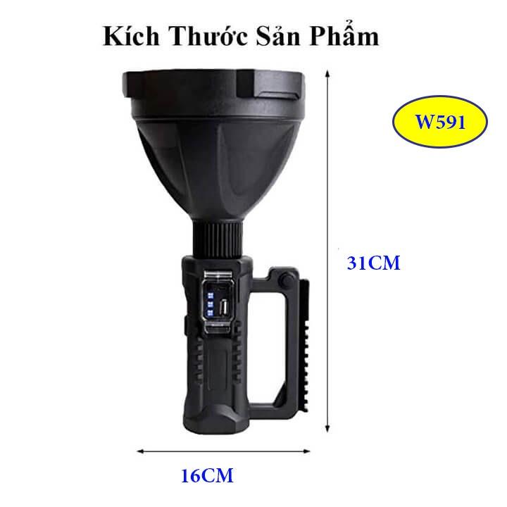 Đèn Pin Cầm Tay Siêu Sáng Chiếu Xa 1000m Chống Thấm Nước Có Chân Đế W591 Kiểu Dáng QUÂN ĐỘI