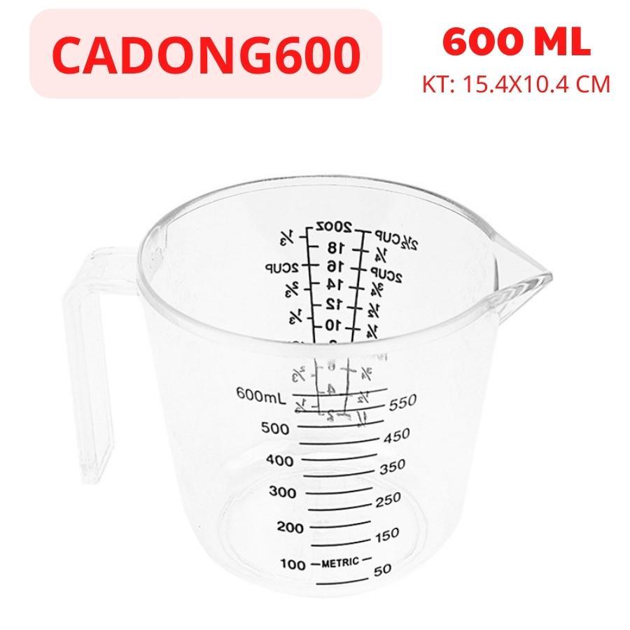 Ca Đong Nhựa Có Chia Vạch dung tích 300 600 1000 Ml Mica Trong Suốt Định Lượng Nguyên Liệu - CADONG