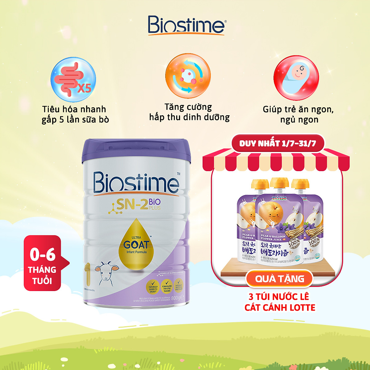 Sữa Dê Biostime Sn-2 Bio Plus Ultra Goat hộp 800g