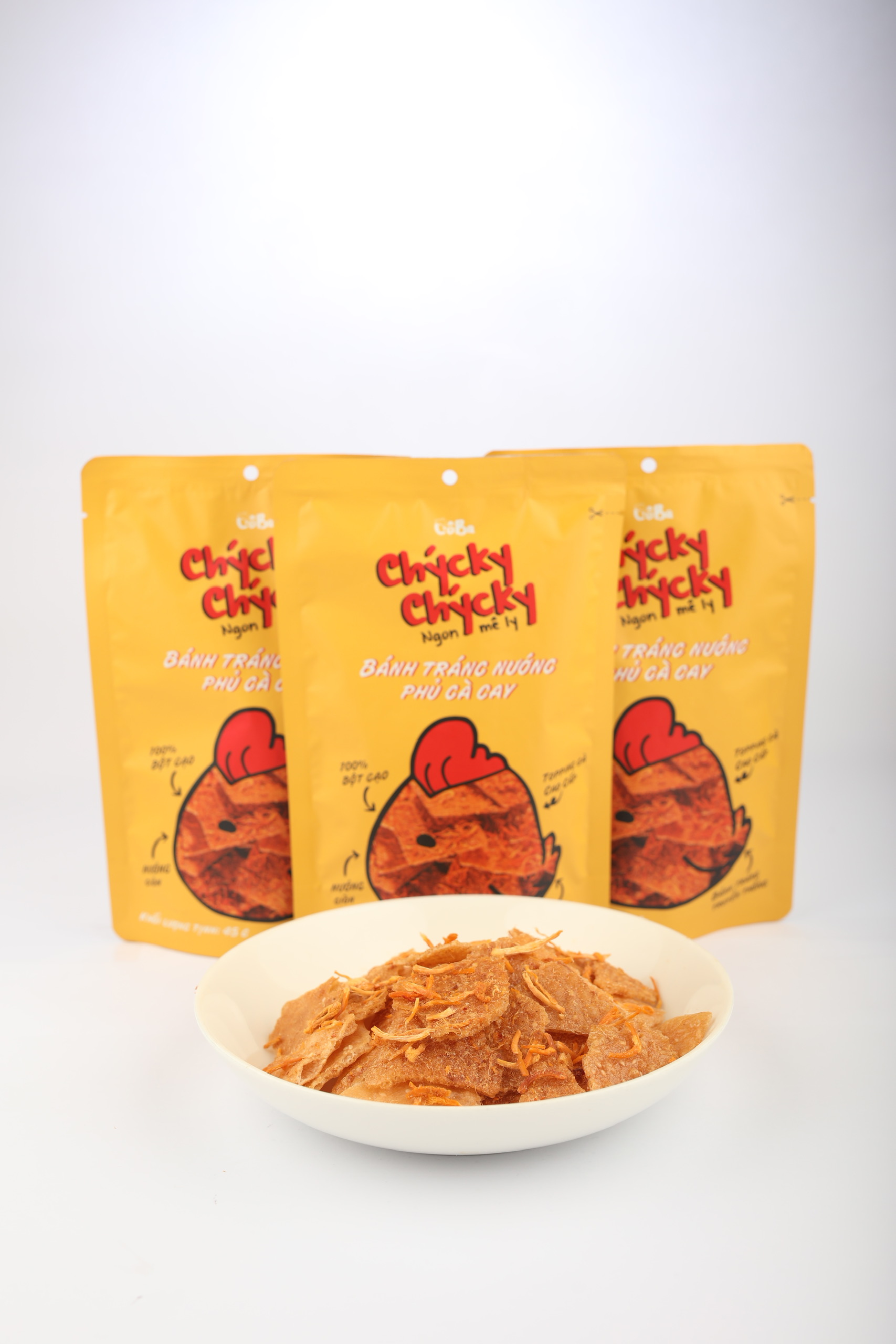 [Bán chạy] Snack Bánh Tráng Nướng Phủ Gà Cay Chycky Chycky Cô Ba 45g đồ ăn vặt,mồi nhậu ngon,giá rẻ cho dân văn phòng