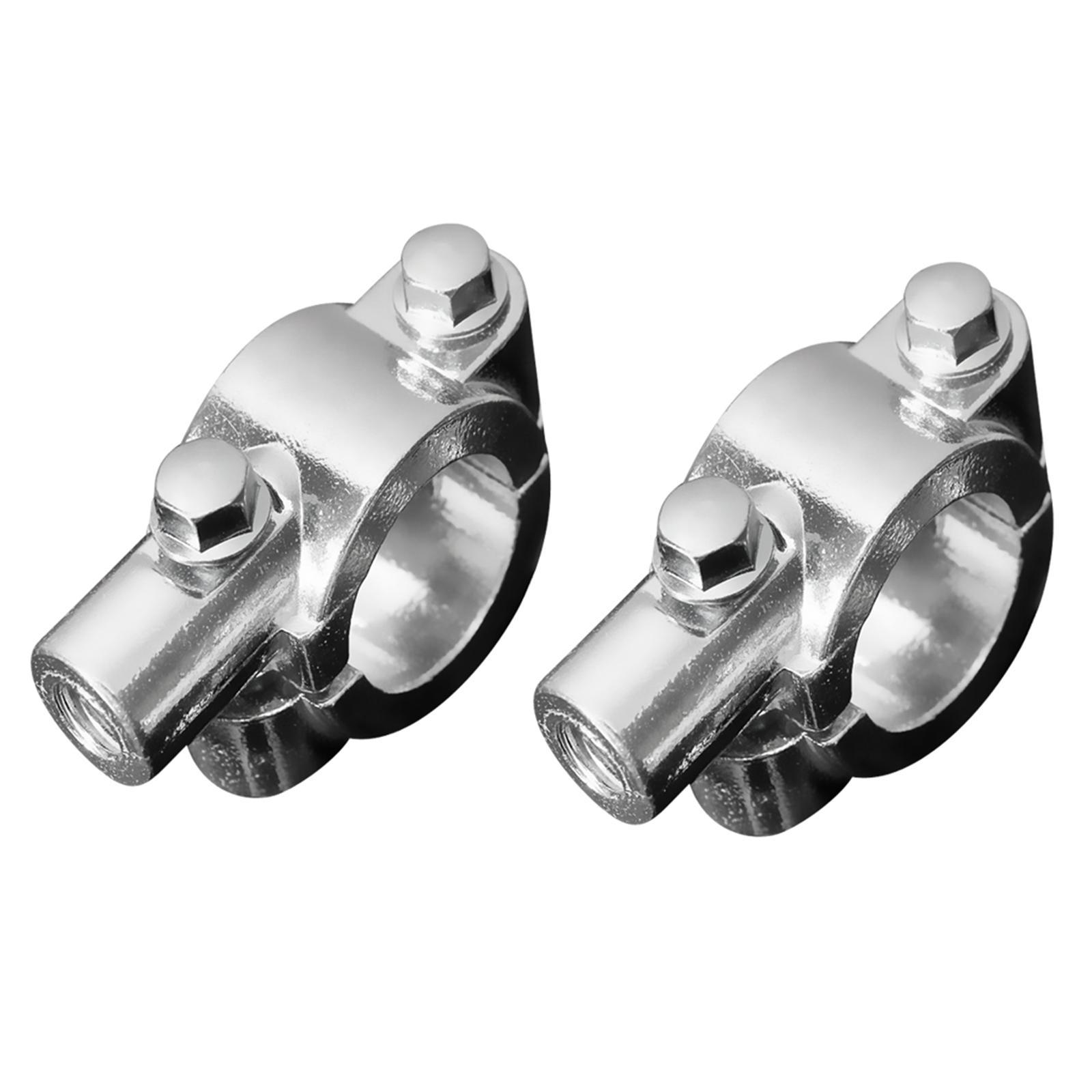 2x Mirror Mount Bracket Clamp for 7/8" Handlebar Motorcycle Chrome
