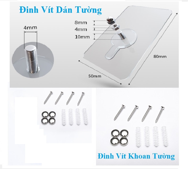 Thanh Treo Khăn Nhà Tắm INOX 304, Móc Treo Đồ Phòng Tắm INOX 304 Lắp Đặt Dán Tường Gạch Men Hoặc Khoan - Kích thước 60cm