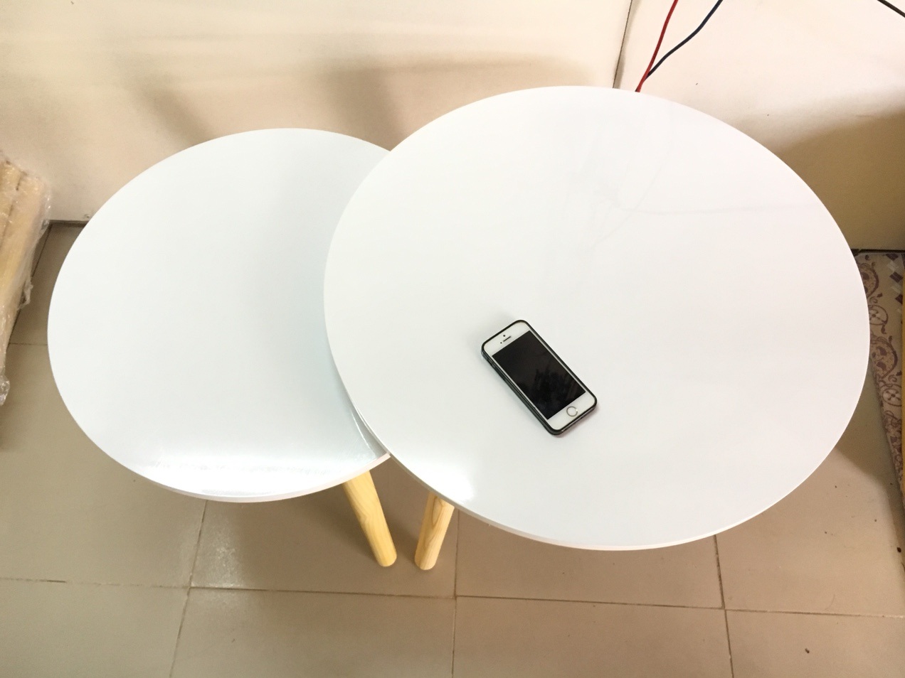 Cặp bàn tròn gỗ sofa phòng khách 60-50, bàn trà, bàn cafe, coffee, cà phê, bàn salon, sopha
