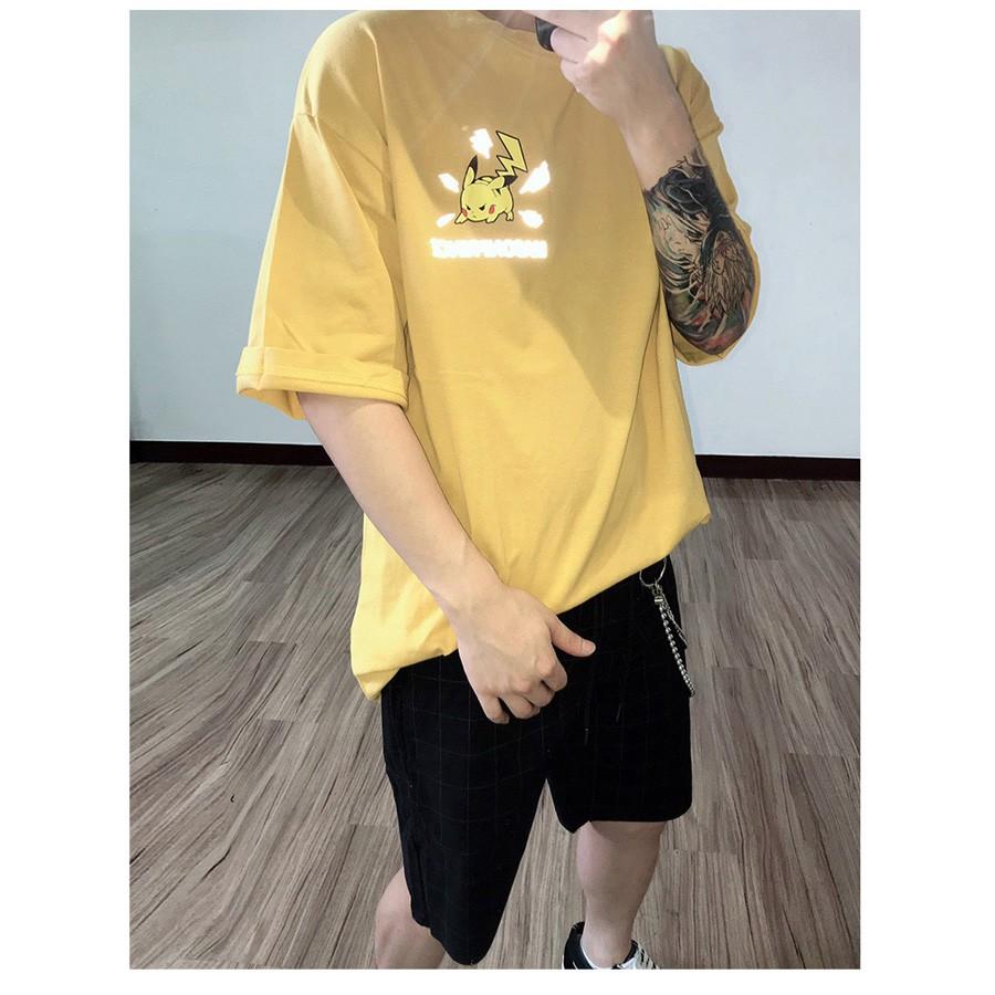 Áo Thun Phản Quang Tay Lỡ Unisex Pikachu 1