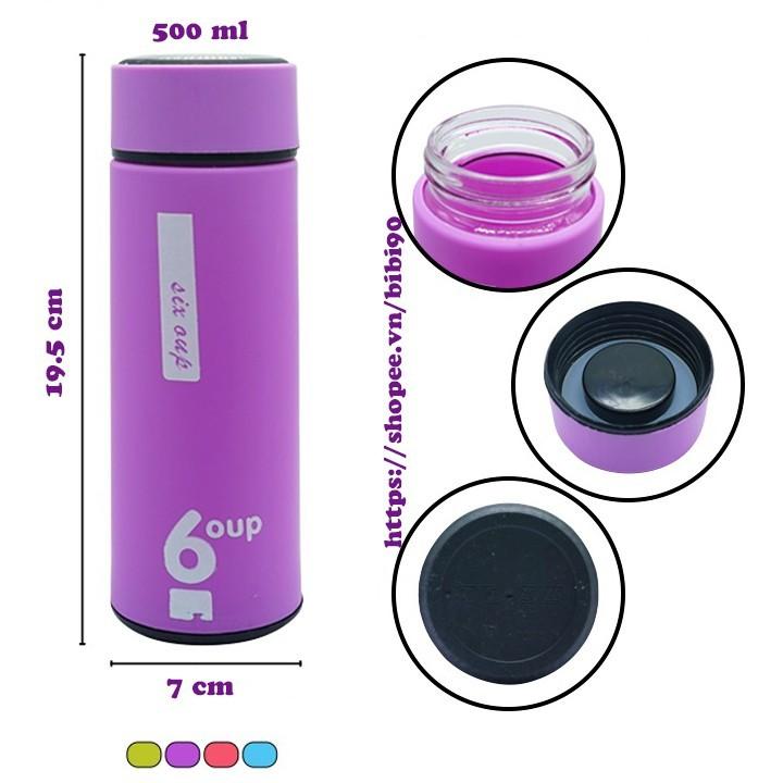 Bình đựng nước giữ nhiệt 6OUP lõi thủy tinh 450ml