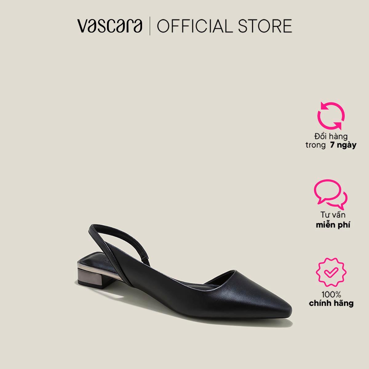 Vascara Giày Slingback Mũi Nhọn Phối Metallic - BMN 0598