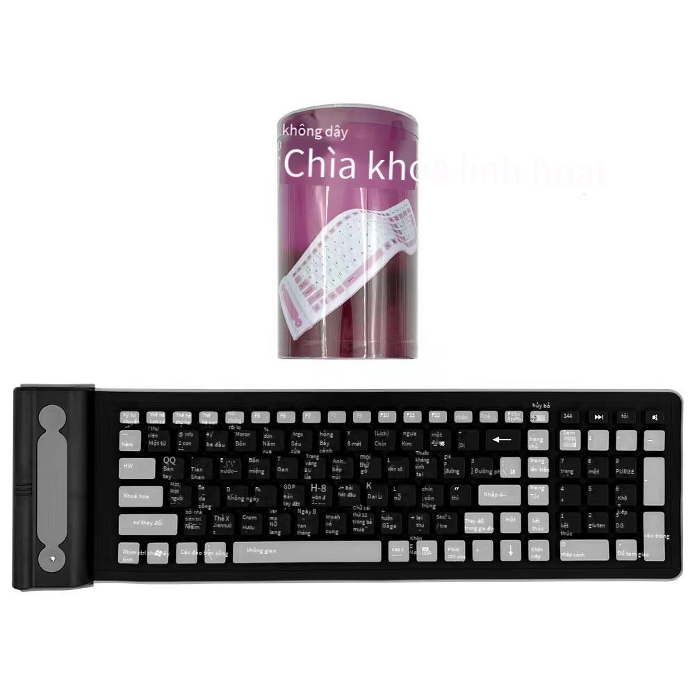 Tốt nhất tại chỗ cung cấp Bàn phím silicon 2.4G 107 phím gấp bàn phím tắt tiếng mềm Đài Loan ký tự truyền thống của Trung Quốc tại chỗ silicon 2.4G