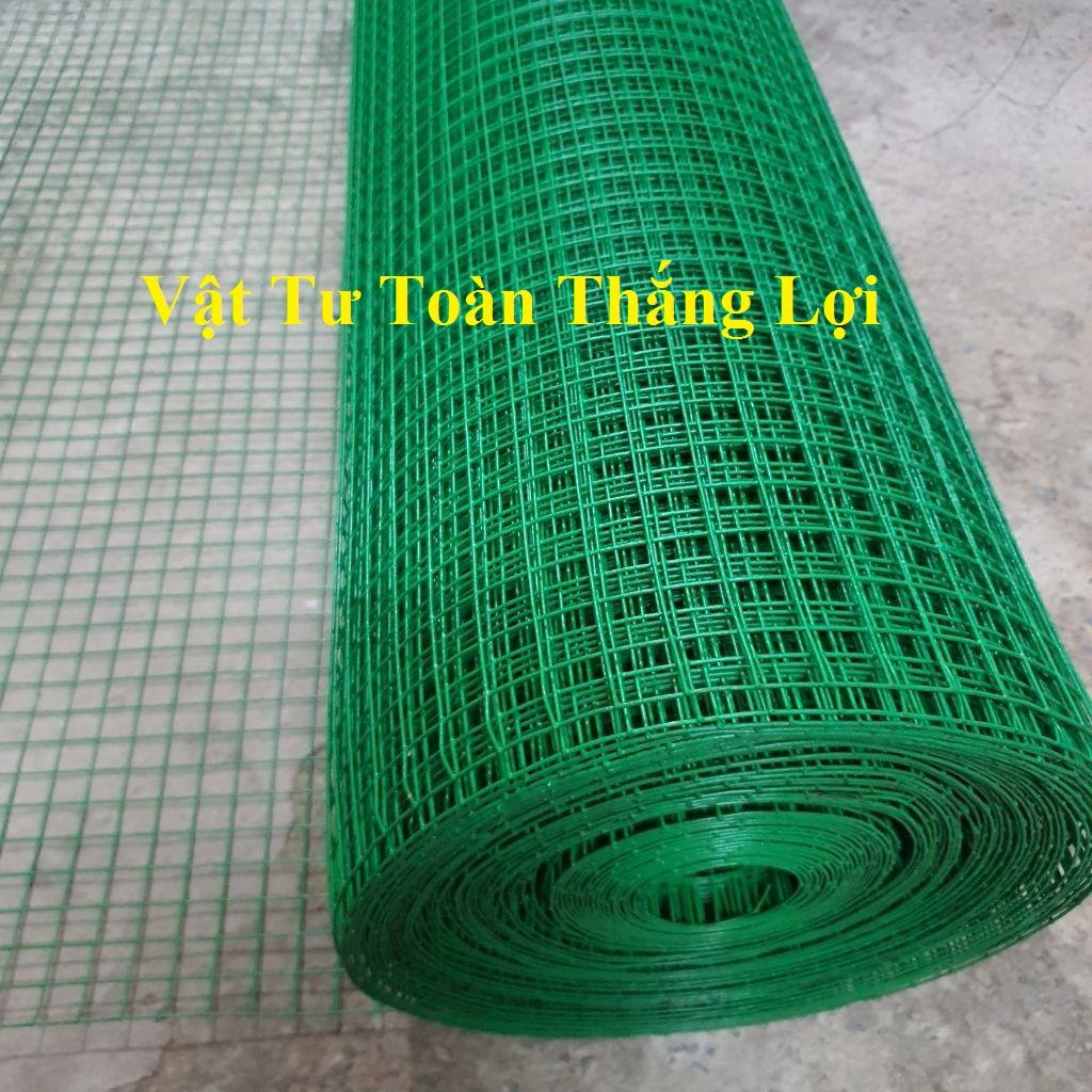 (Khổ cao 1m x mắt lưới rộng 1,2cm, 2cm ) Lưới sắt bọc nhựa màu xanh vây gà vịt thú nuuôi