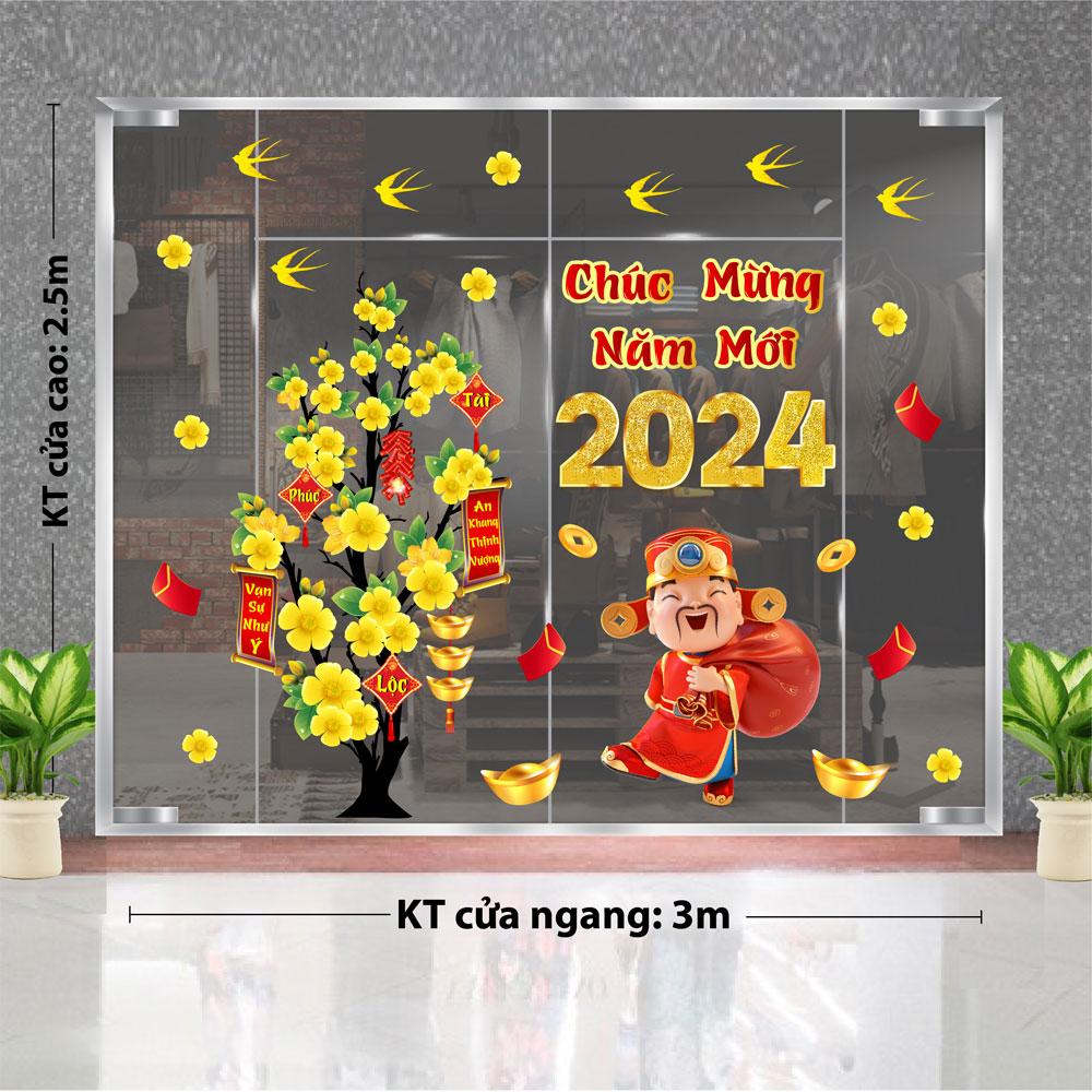 DECAL TRANG TRÍ TẾT 2024 CHO CỬA KÍNH TIỆM VÀNG