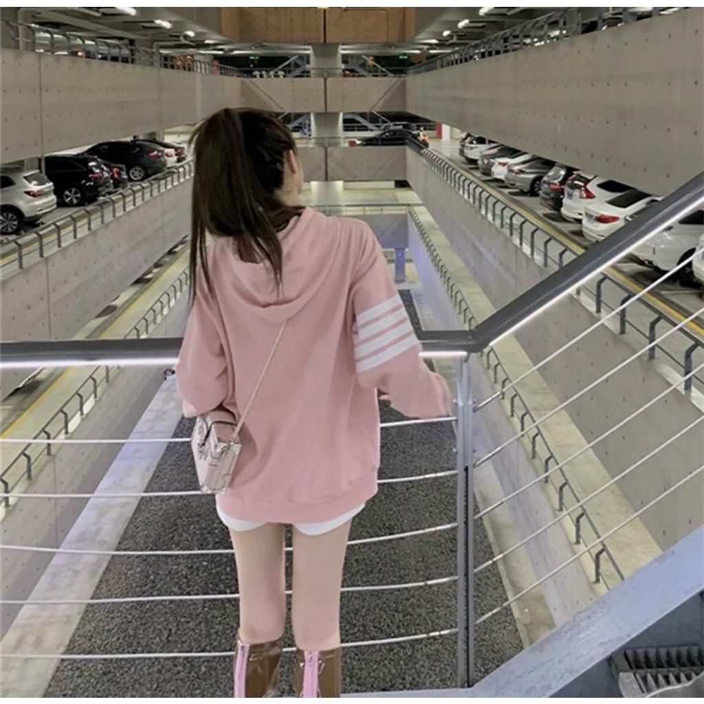 ÁO HOODIE NỮ CHUI PHỐI 4 SỌC TAY THIẾT KẾ TINH TẾ DUYÊN DÁNG VIỆT HÀNG MỚI BAO ĐẸP