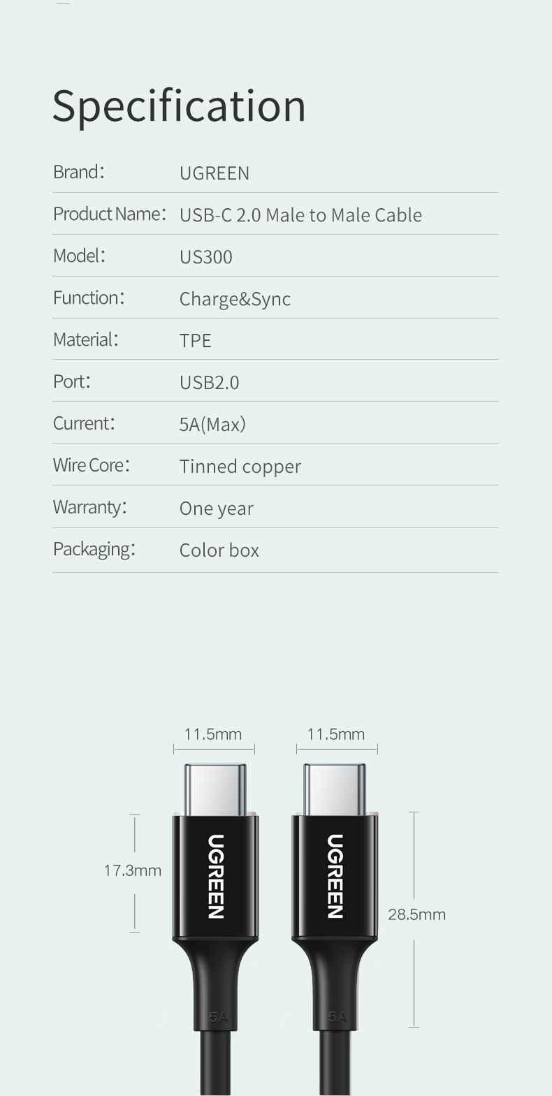 Ugreen UG80370US300TK 1.5M 100W c-c hỗ trợ QC4.0 5A Cáp sạc nhanh - truyền dữ liệu 2 đầu USB-C dây nhựa Màu Trắng - HÀNG CHÍNH HÃNG