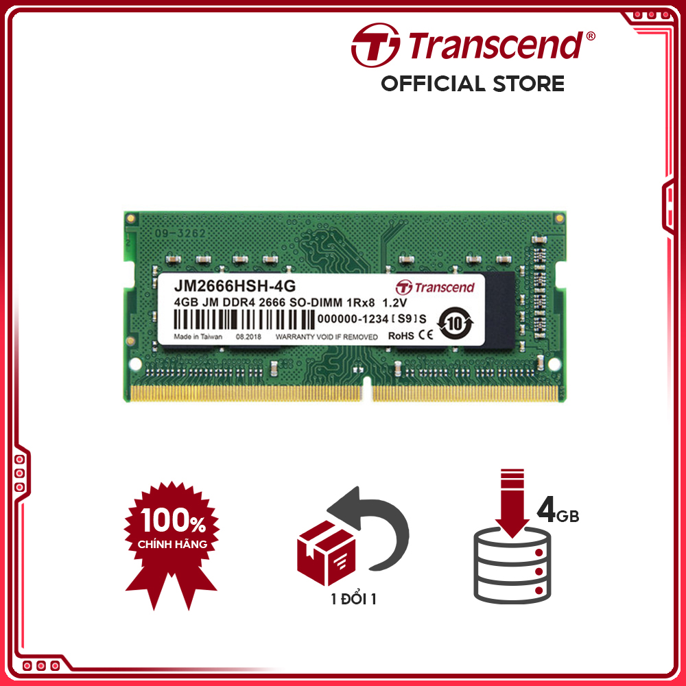 Ram Transcend Laptop JetRam DDR4 2666Mhz SO-DIMM Hàng Chính Hãng