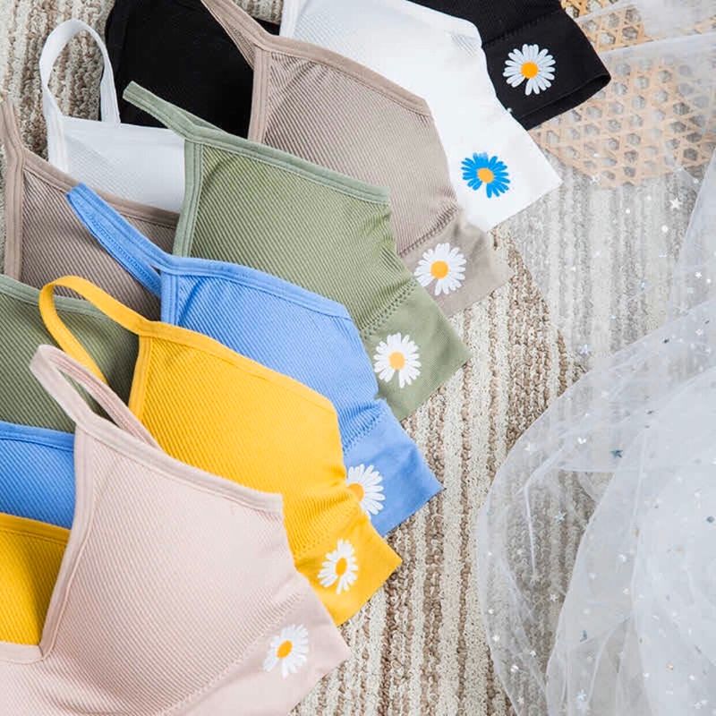 ÁO BRA HAI DÂY ÔM SÁT CƠ THỂ VỚI HÌNH HOA CÚC HOT TREND