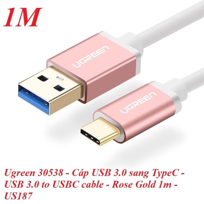 Ugreen UG30538US187TK 1M màu Hồng Cáp USB TypeC sang USB 3.0 cao cấp - HÀNG CHÍNH HÃNG