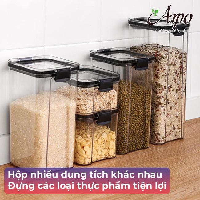 Hộp Nhựa Đựng Ngũ Cốc, Đồ Khô Trong Nhà Bếp Với Nắp Đậy Kín Khí - Hộp Bảo Quản Trong Suốt