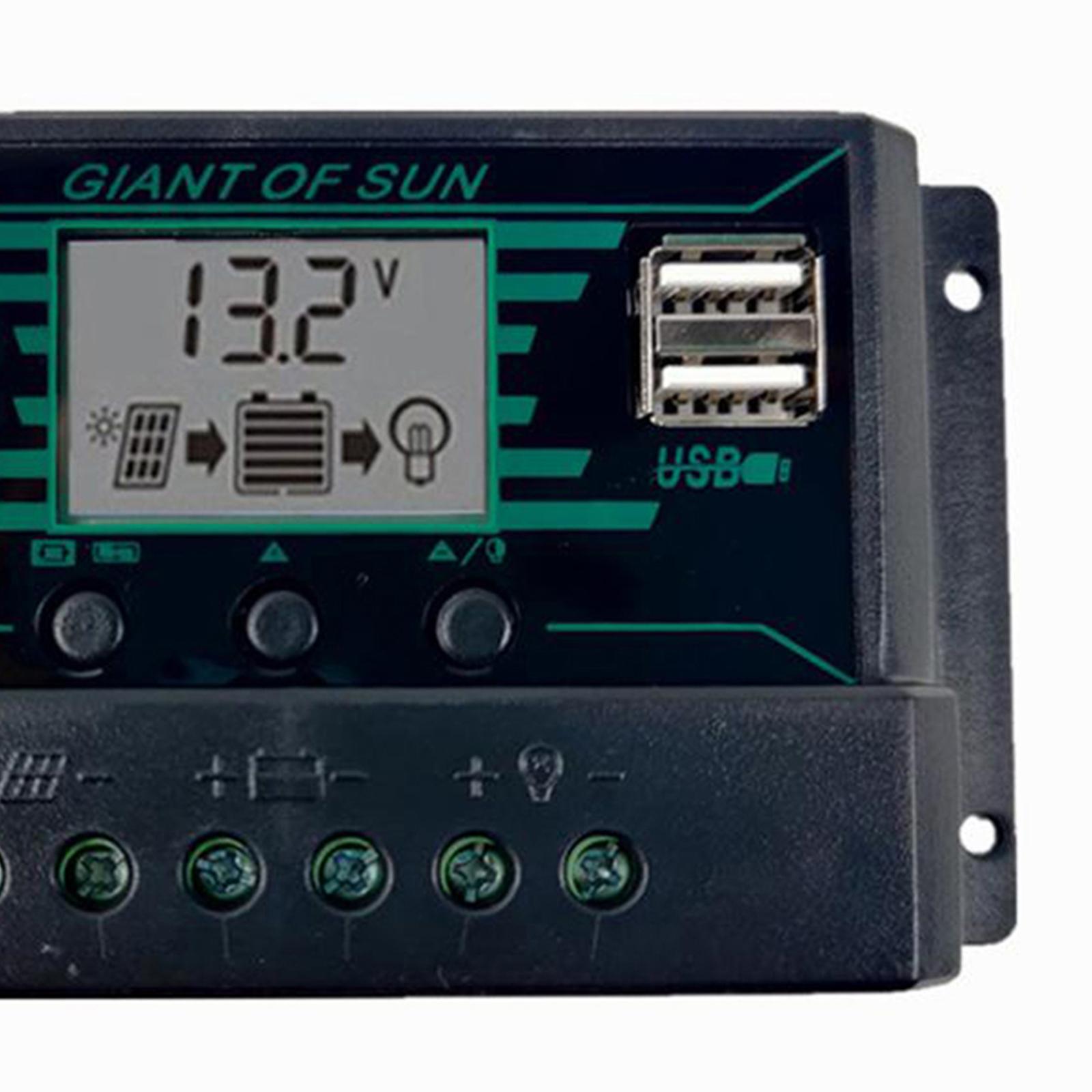 20- MPPT PWM Solar Panel Battery Regulator Charge Controller LCD Display 20A