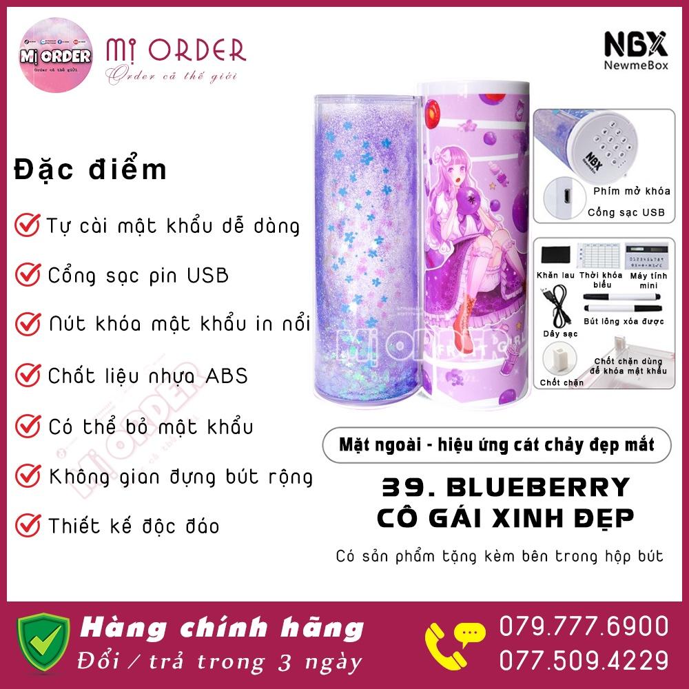 [Hộp bút Không MK + Có kim tuyến]BlueBerry Cô gái xinh đẹp