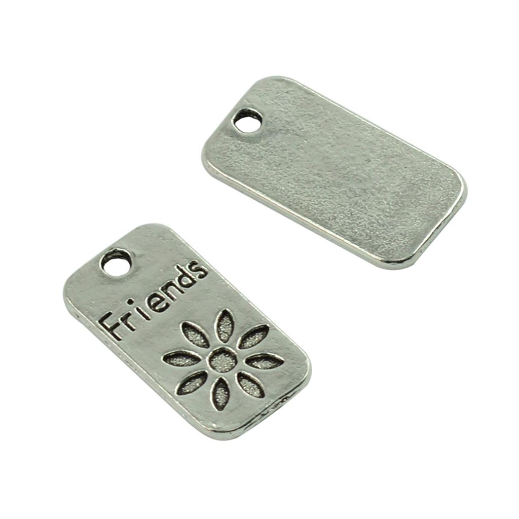 20 Pieces Alloy Rectangle Flower Pendants Charms Findings for DIY Jewelry Making