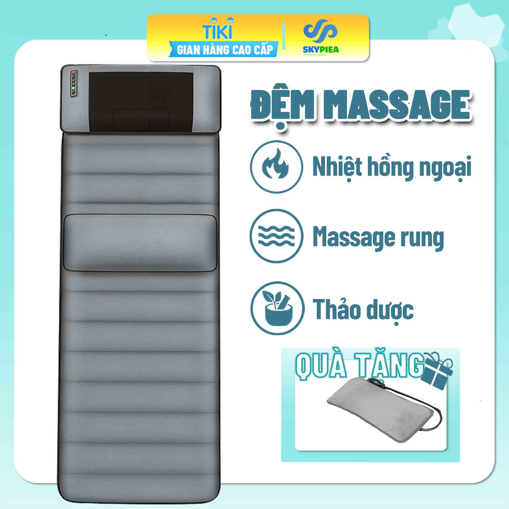 Đệm Massage Toàn Thân Hồng Ngoại Phiên Bản 2021 - Nệm Mát Xa Toàn Thân - Cắm Điện Trực Tiếp - Chất Liệu Vải Nhung Thoáng Mát - Tiết Kiệm Điện