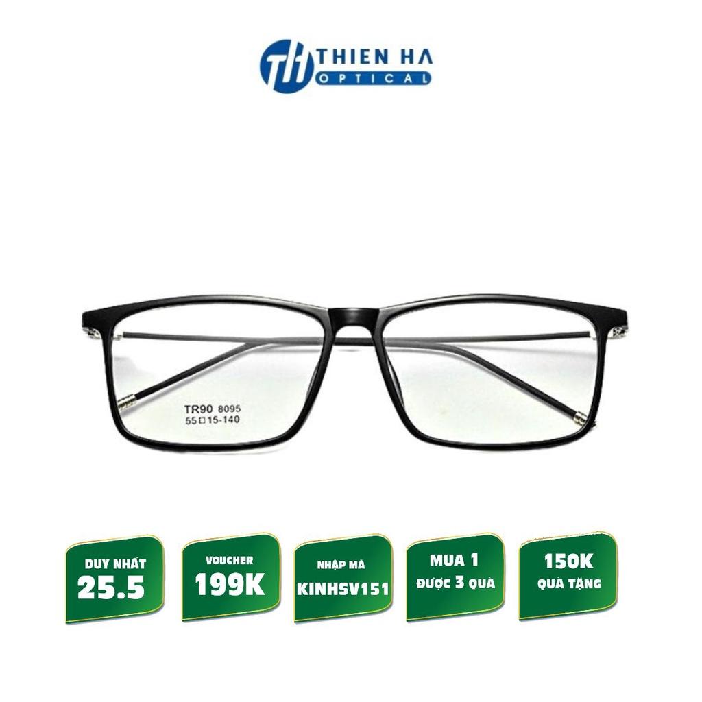 Gọng kính cận vuông Thiên Hà Optical unisex chất liệu nhựa nhẹ dáng vuông càng mảnh nhiều màu phù hợp cả nam nữ TH8095