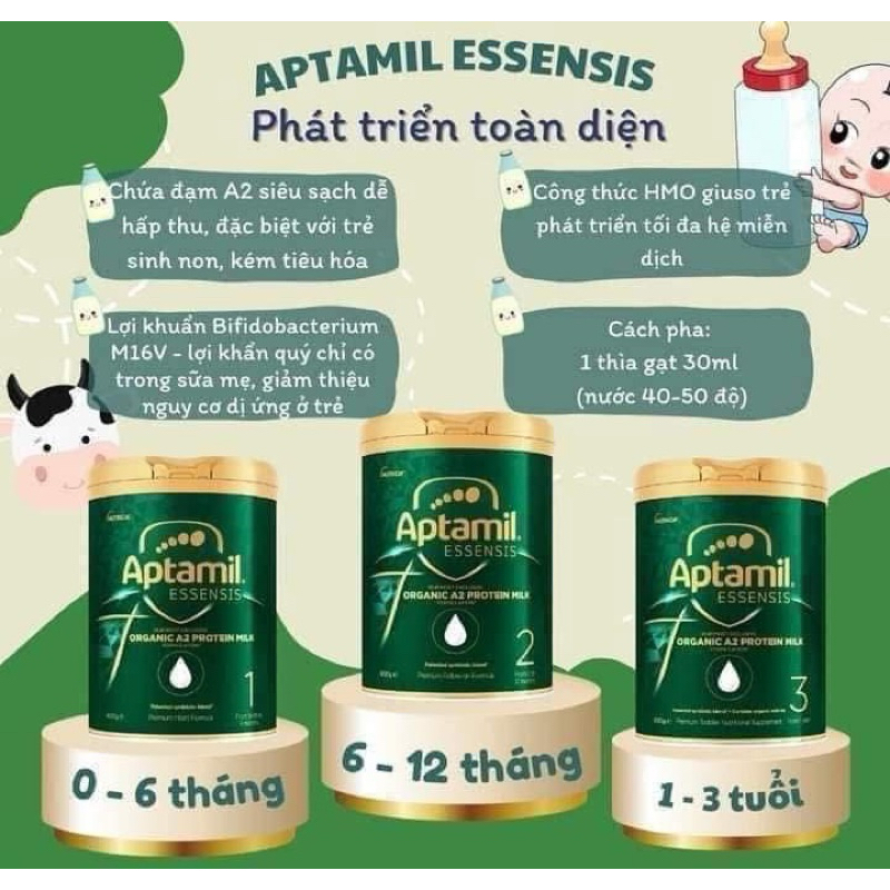 ]Sữa bột Aptamil essensic Organic Úc 900g