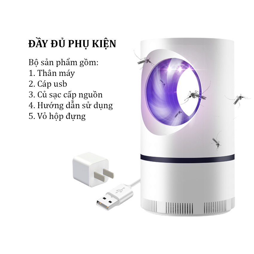 Đèn bắt muỗi thông minh hình trụ led 360 độ Venado không dùng hóa chất, an toàn cho sức khỏe mẹ và bé