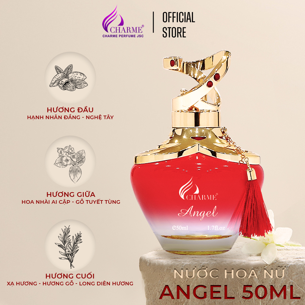 Nước hoa nữ thơm lâu, Charme Angel, hương phấn, quyến rũ, cho chàng thêm say mê, không thể chối từ, 50ml