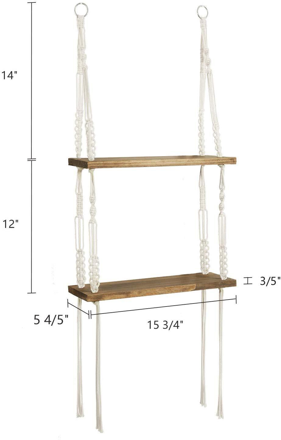 Kệ Gỗ Thông 2 tầng. Kệ treo tường tết dây thủ công Kt 40x15