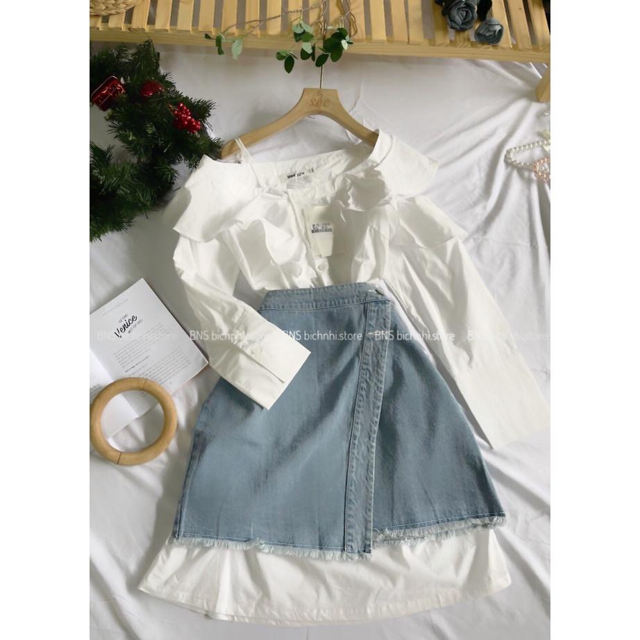 SET ÁO TRỄ VAI DÁNG DÀI & CHÂN VÁY DEMI - Drop Shoulder Blouse & High Waist Demi Skirt - BY BNS JENA SET BNS002