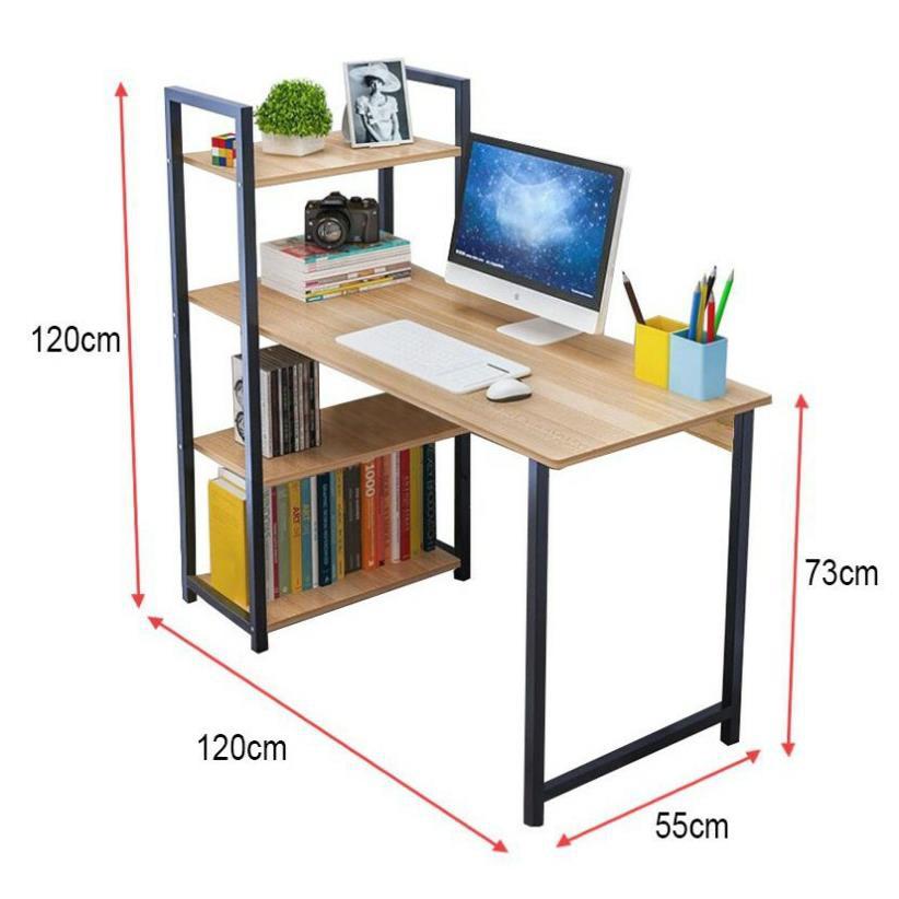 Bàn học, Bàn làm việc,bàn văn phòng liền kệ sách, Khung sắt CỞ LỚN, Chịu lực cao, không lay. BLV08