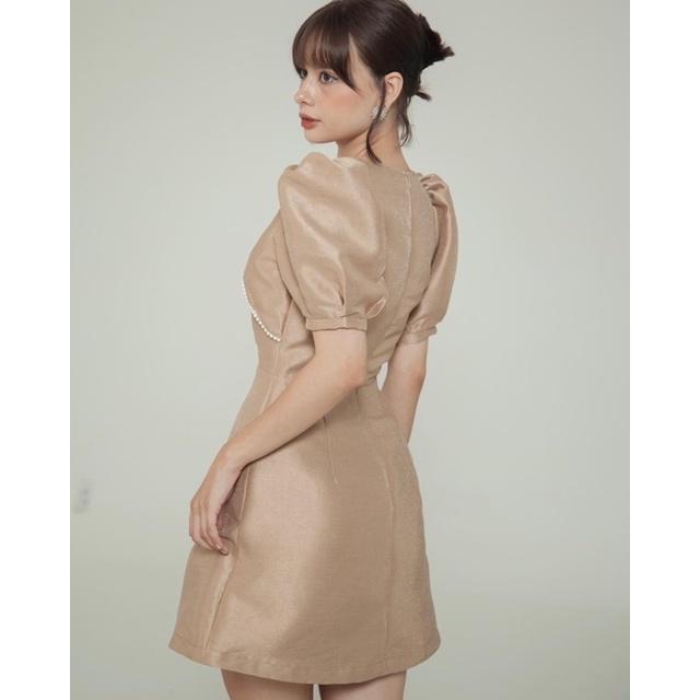 Đầm lượn ngọc trai nút hoa JIAN DRESS