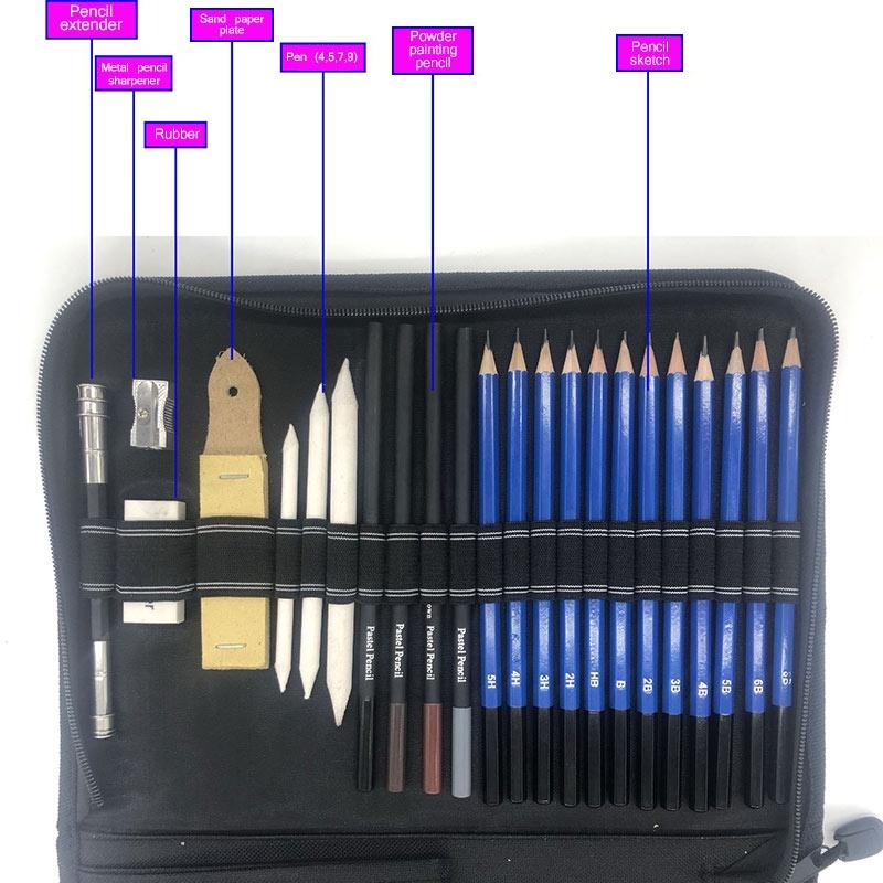 72Pcs Sketch Color Painting Set Professional Professional Artist Pencils Set Water-Soluble Lead Supplies Drawing ELEN