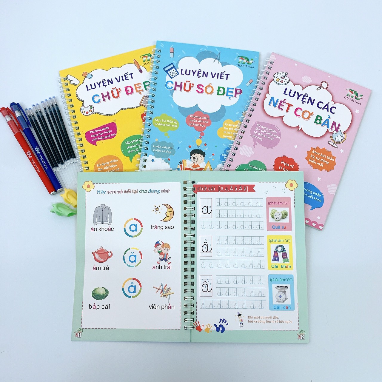 Sách - Bộ 3 Quyển Tập Viết Tự Xóa Thần Kỳ - Luyện Chữ, Số, Nét Cơ Bản Thanh Nga
