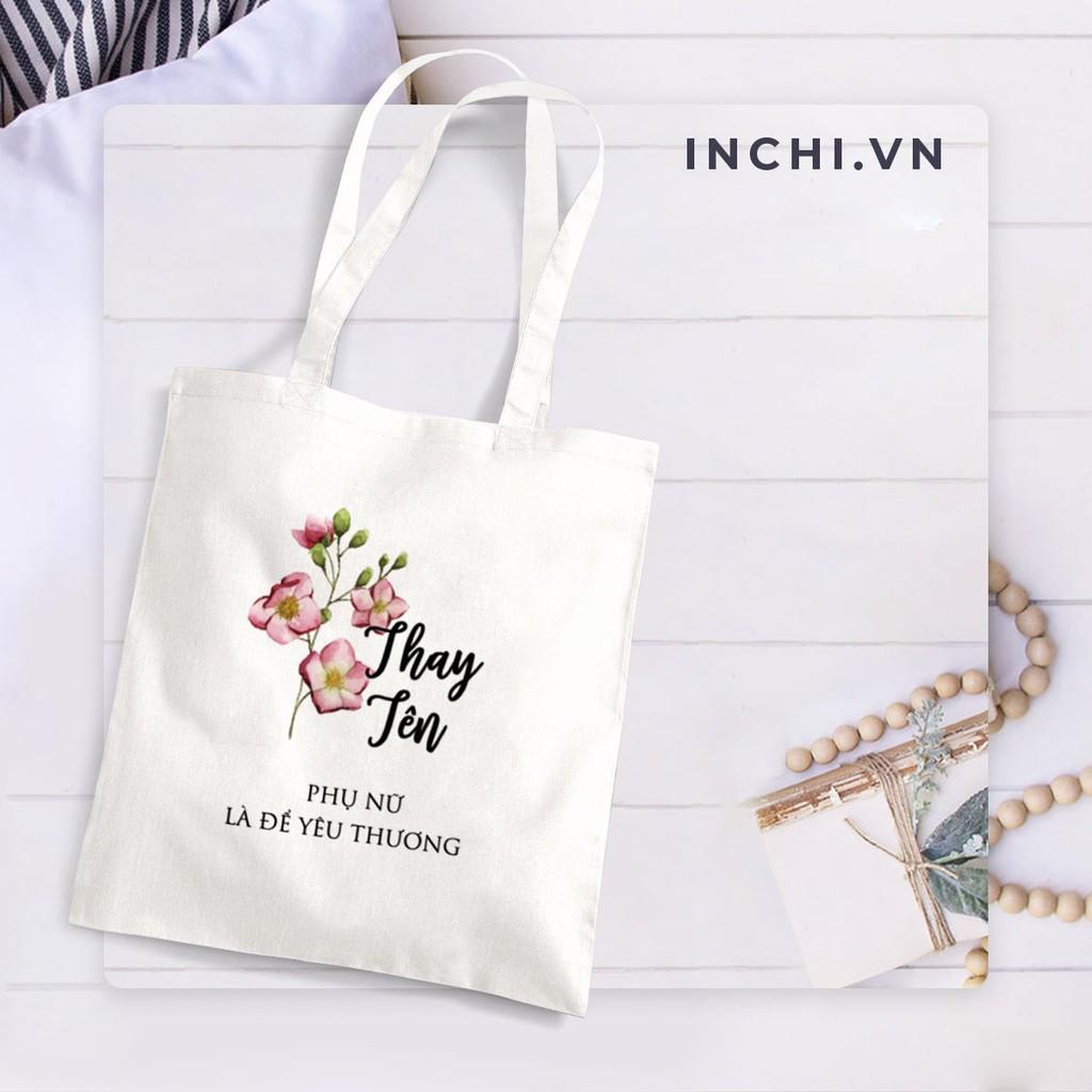 ( Ribbon Florist )12 MẪU TÚI TOTE IN TÊN VÀ HOA THEO YÊU CẦU CANVAS KHÓA KÉO ĐEO VAI ĐEO CHÉO PHONG CÁCH VINTAGE