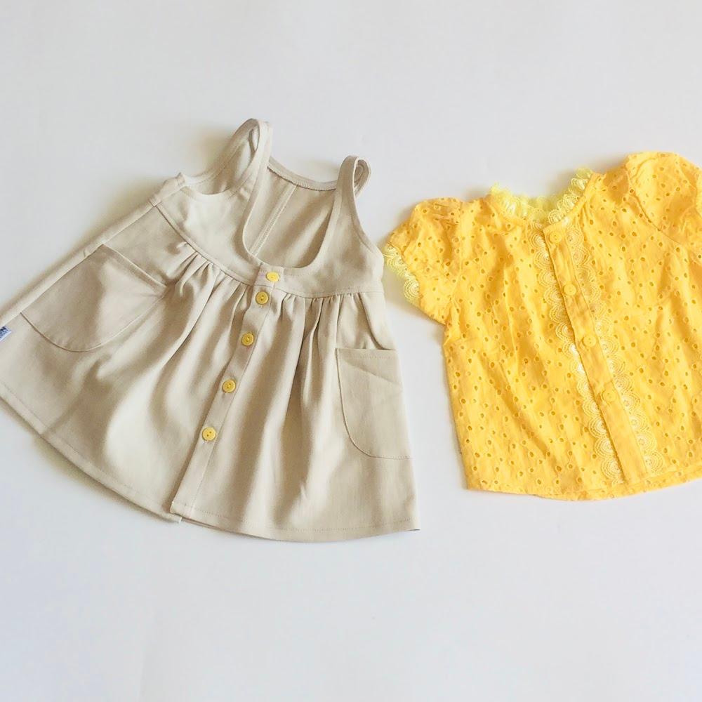 Yếm bé gái Nâu kem áo vàng ngắn tay - AICDBG0XOARI - AIN Closet