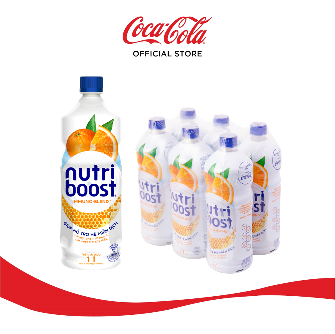 Lốc 6 Chai Sữa Nutriboost Thế Hệ Mới Hương Cam (1L / Chai)